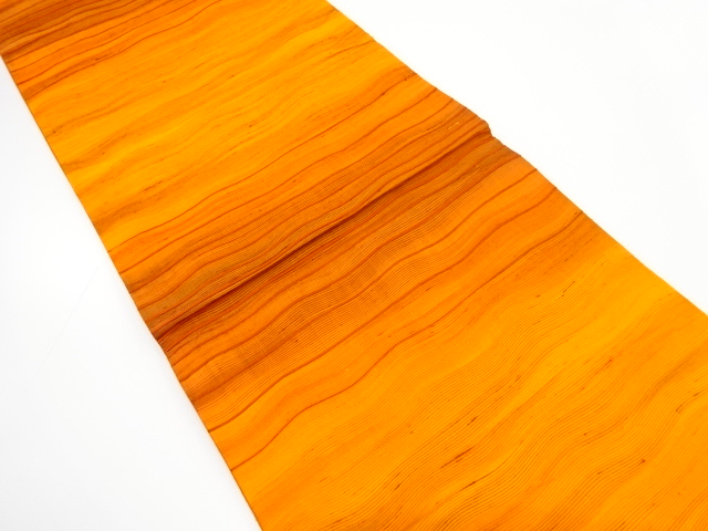 横段模様織り出し　紬　全通袋帯